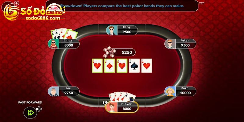 Vòng 1 trong game Poker Texas Hold’em sodo casino